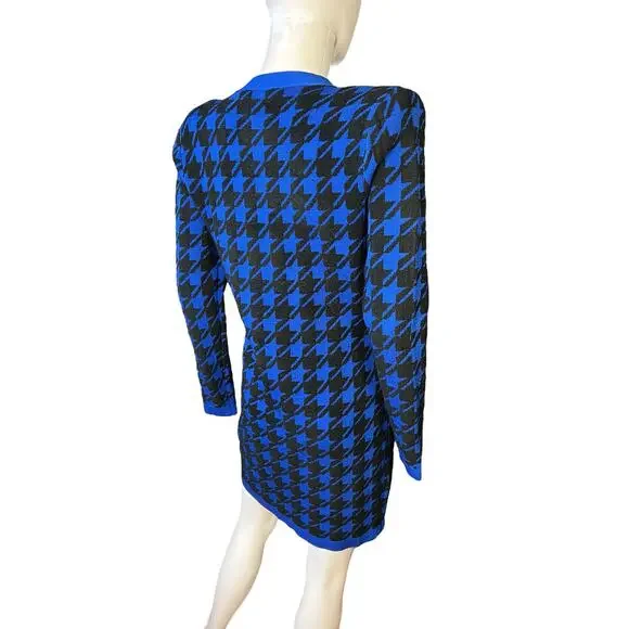 L'Agence Odell Blue Black Double Breasted Sweater Dress Size M NWT